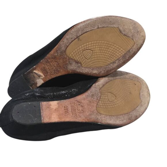 AGL Ballet Flats Size 39.5 Black Shimmer Shiny Suede - Picture 5 of 6
